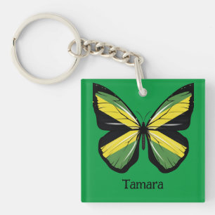 Porte-clés Cute Jamaica Butterfly Nom personnalisable