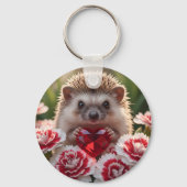 Porte-clés Cute January Hedgehog with Garnet Heart (Recto)