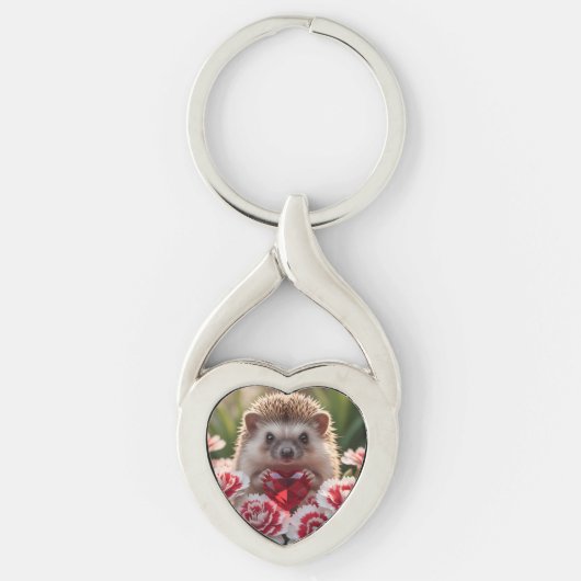 Porte-clés Cute January Hedgehog with Garnet Heart (Devant)