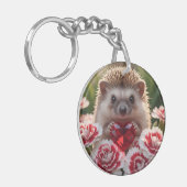 Porte-clés Cute January Hedgehog with Garnet Heart (Devant gauche)