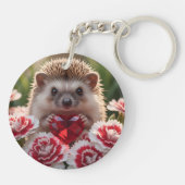 Porte-clés Cute January Hedgehog with Garnet Heart (Dos)