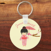Porte-clés Cute japonaise rose cerise Blossom Geisha (Recto)