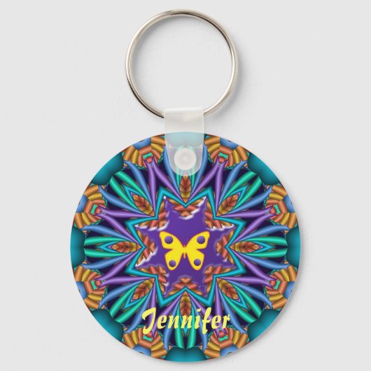Porte-clés Cute kaleidoscope Ketchain avec nom et papillon (Recto)
