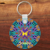 Porte-clés Cute kaleidoscope Ketchain avec nom et papillon (Recto)