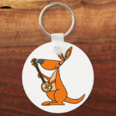 Porte-clés Cute Kangaroo Jouer Banjo Cartoon (Recto)