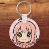 Porte-clés Cute Kawaii Anime Girl Face Keychain (Recto)