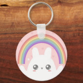Porte-clés Cute Kawaii Bunny et Rainbow Personnalisé (Verso)
