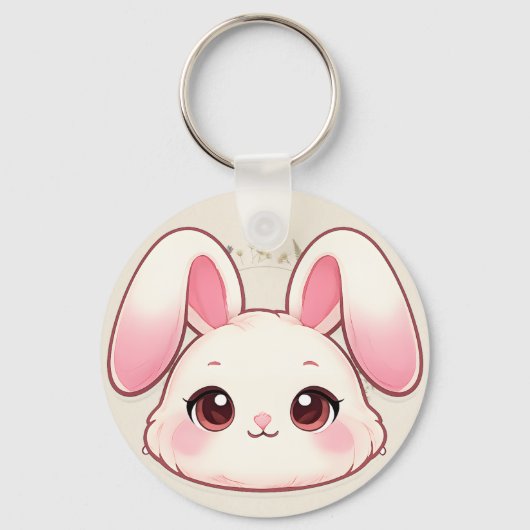 Porte-clés Cute Kawaii Bunny Face Keychain (Recto)