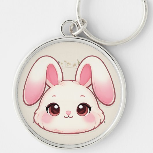 Porte-clés Cute Kawaii Bunny Face Keychain (Devant)