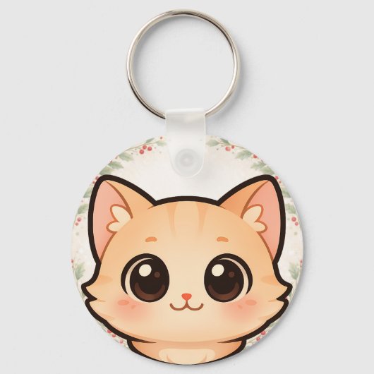 Porte-clés Cute Kawaii Cat Face Keychain (Recto)
