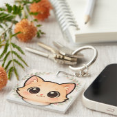 Porte-clés Cute Kawaii Cat Face Keychain (Devant Droit)