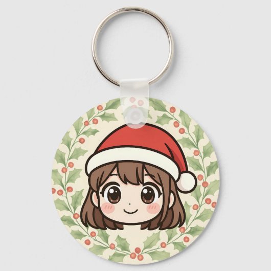 Porte-clés Cute Kawaii Christmas Anime Girl Keychain (Recto)