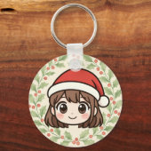 Porte-clés Cute Kawaii Christmas Anime Girl Keychain (Recto)