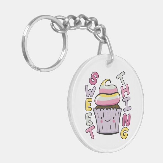 Porte-clés Cute Kawaii Cupcake with Text (Devant gauche)