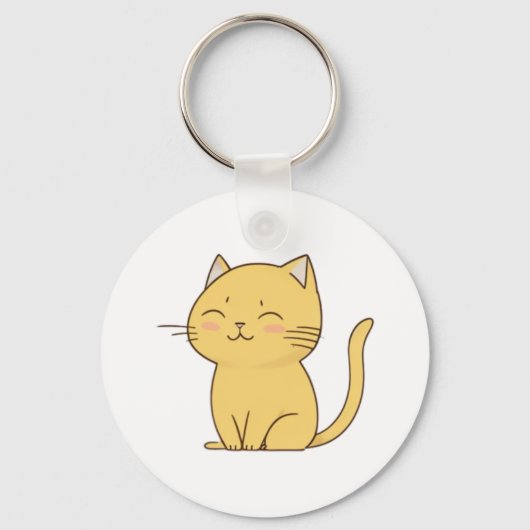 Porte-clés Cute Kawaii dessin de chat jaune (Recto)