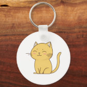Porte-clés Cute Kawaii dessin de chat jaune (Recto)