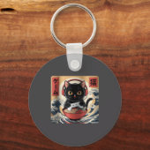 Porte-clés Cute Kawaii Gamer Cat Funny Ramen Retro Japanese C (Recto)
