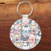 Porte-clés Cute Kawaii Kitties en hiver et Snowglobe (Recto)