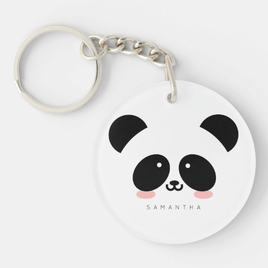 Porte-clés Cute Kawaii Panda| Ajouter votre nom (Devant)
