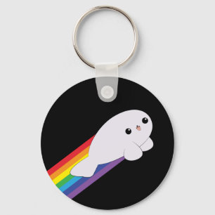 Porte-clés Cute Kawaii Rainbow Rocket Baby Seal Keychain