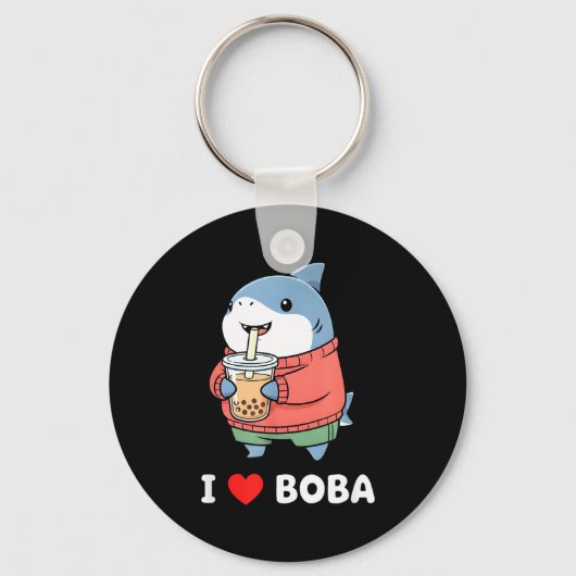 Porte-clés Cute Kawaii Shark Boba Tea Funny Bubble Tea Lover  (Recto)