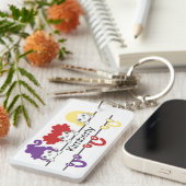 Porte-clés Cute Kawaii Witch Sisters Cats Name Monogram (Devant droit)