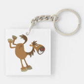 Porte-clés Cute Kicking Cartoon Horse Porte - clé acrylique (Dos)