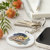 Porte-clés Cute  king Lion Sleeping On The Moon               (Devant Droit)