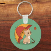 Porte-clés Cute Kitten Cat Red Yellow Umbrella Fall Green (Recto)