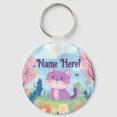 Porte-clés Cute Kitten Nom personnalisé Purple Chat (Recto)