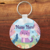 Porte-clés Cute Kitten Nom personnalisé Purple Chat (Recto)