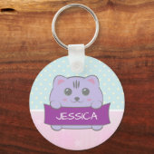 Porte-clés Cute Kitten Personalized Polka Dot (Verso)