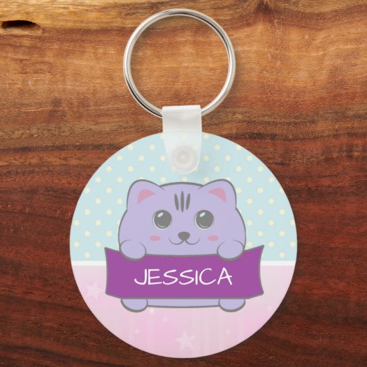 Porte-clés Cute Kitten Personalized Polka Dot (Verso)