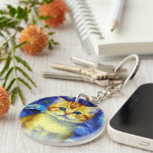 Porte-clés Cute Kitten Starry Night Van Gogh (Devant droit)