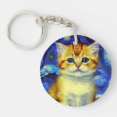 Porte-clés Cute Kitten Starry Night Van Gogh (Devant)