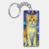 Porte-clés Cute Kitten Starry Night Van Gogh (Devant gauche)
