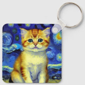 Porte-clés Cute Kitten Starry Night Van Gogh (Dos)