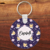 Porte-clés Cute Kitty Chat Astronauts Motif (Recto)