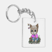 Porte-clés Cute Kitty Chat et Papillon (Devant gauche)