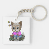 Porte-clés Cute Kitty Chat et Papillon (Dos)
