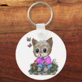 Porte-clés Cute Kitty Chat et Papillon (Verso)