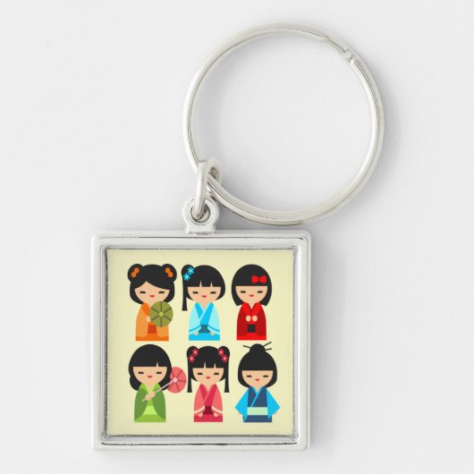 Porte-clés Cute Kokeshi poupées japonaises (Devant)