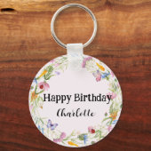 Porte-clés Cute Ladybug Butterfly Daisy floral Rustique Motif (Recto)