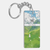 Porte-clés Cute lapin en Mountain View Personnaliser (Devant gauche)