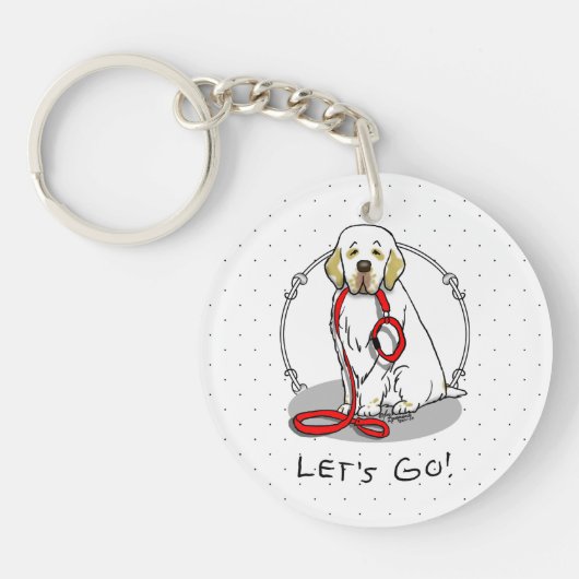 Porte-clés Cute Let's Go! Walk Clumber Spaniel Dog (lemon 1) (Devant)