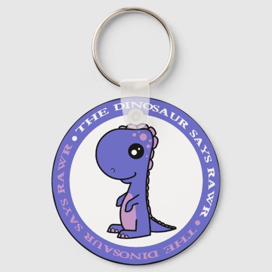 Porte-clés Cute Little Blue et Dinosaure pourpre (Recto)