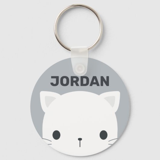 Porte-clés Cute Little Cat avec nom personnalisé (Recto)