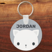 Porte-clés Cute Little Cat avec nom personnalisé (Recto)
