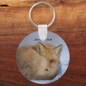 Porte-clés Cute Little Fox Curling Up Winter Photo (Recto)