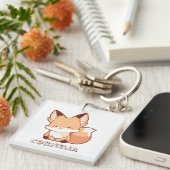 Porte-clés Cute Little Smiling Fox Personalized Name  (Devant Droit)